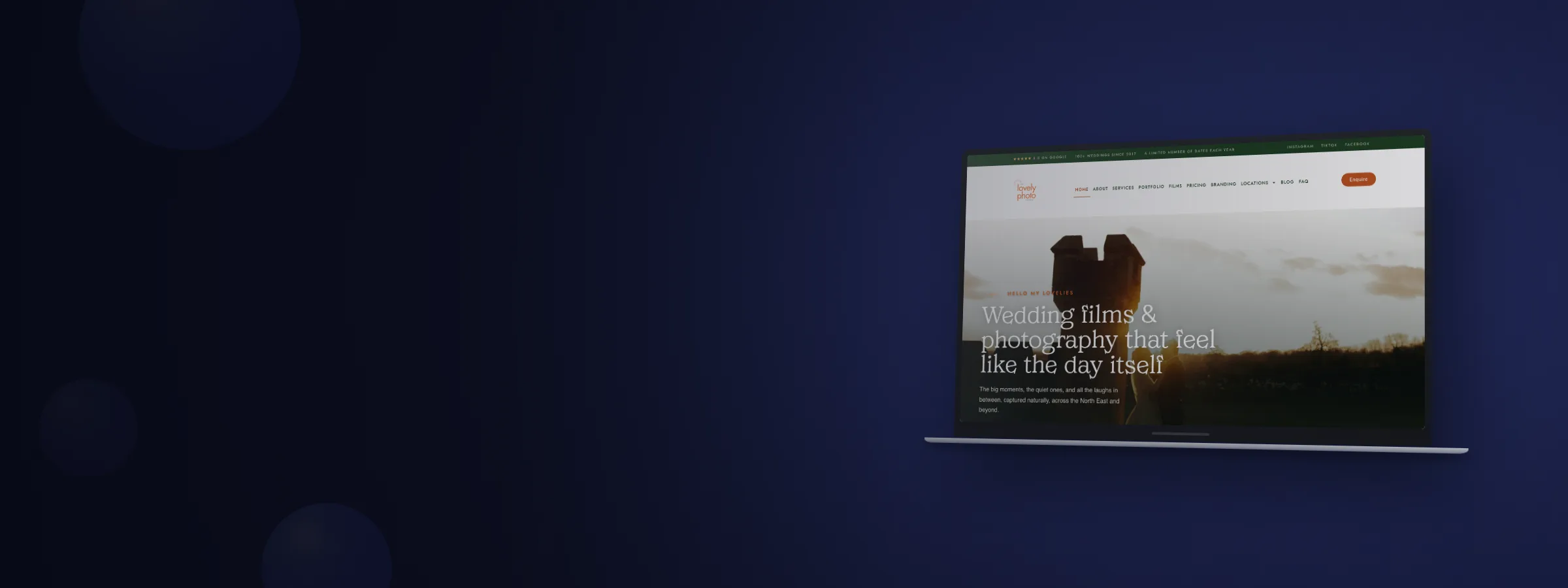 A screen shot of a website for wedding films. — The Lovely Photo Company | Website design Project