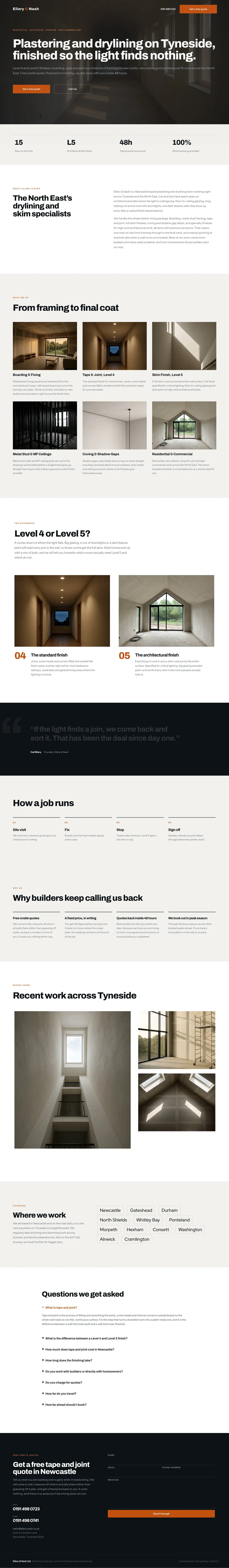 Ellery and Nash concept homepage, full desktop page