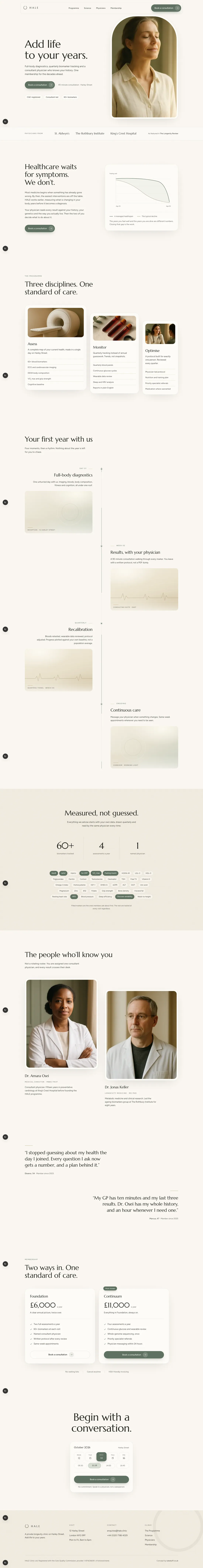 HALE concept site, the full desktop page from top to bottom
