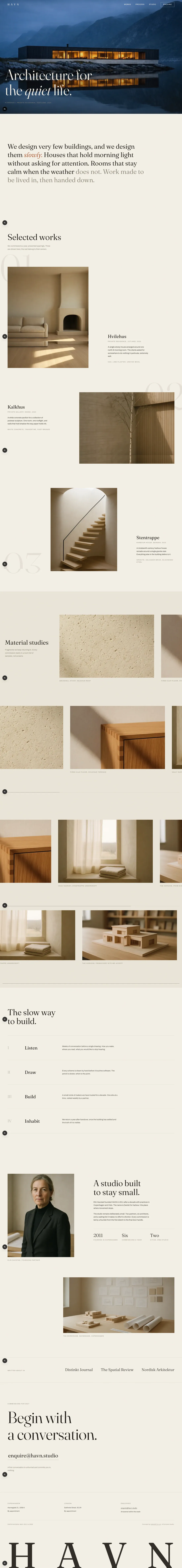 HAVN concept site, the full desktop page from top to bottom