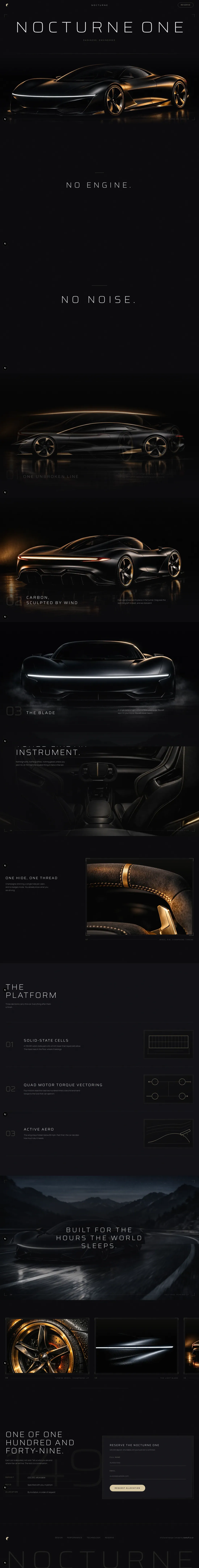 Nocturne concept site, the full desktop page from top to bottom