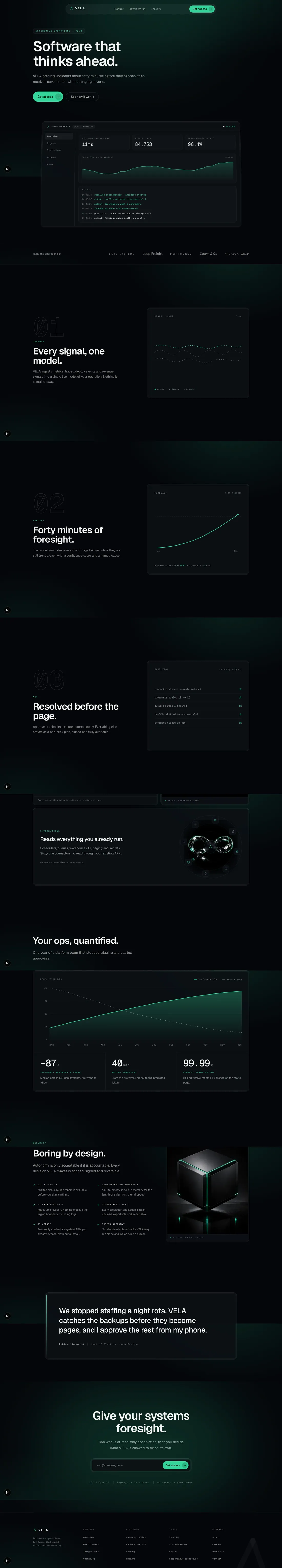 VELA concept site, the full desktop page from top to bottom